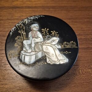 Vintage Black Enamel Trinket Box